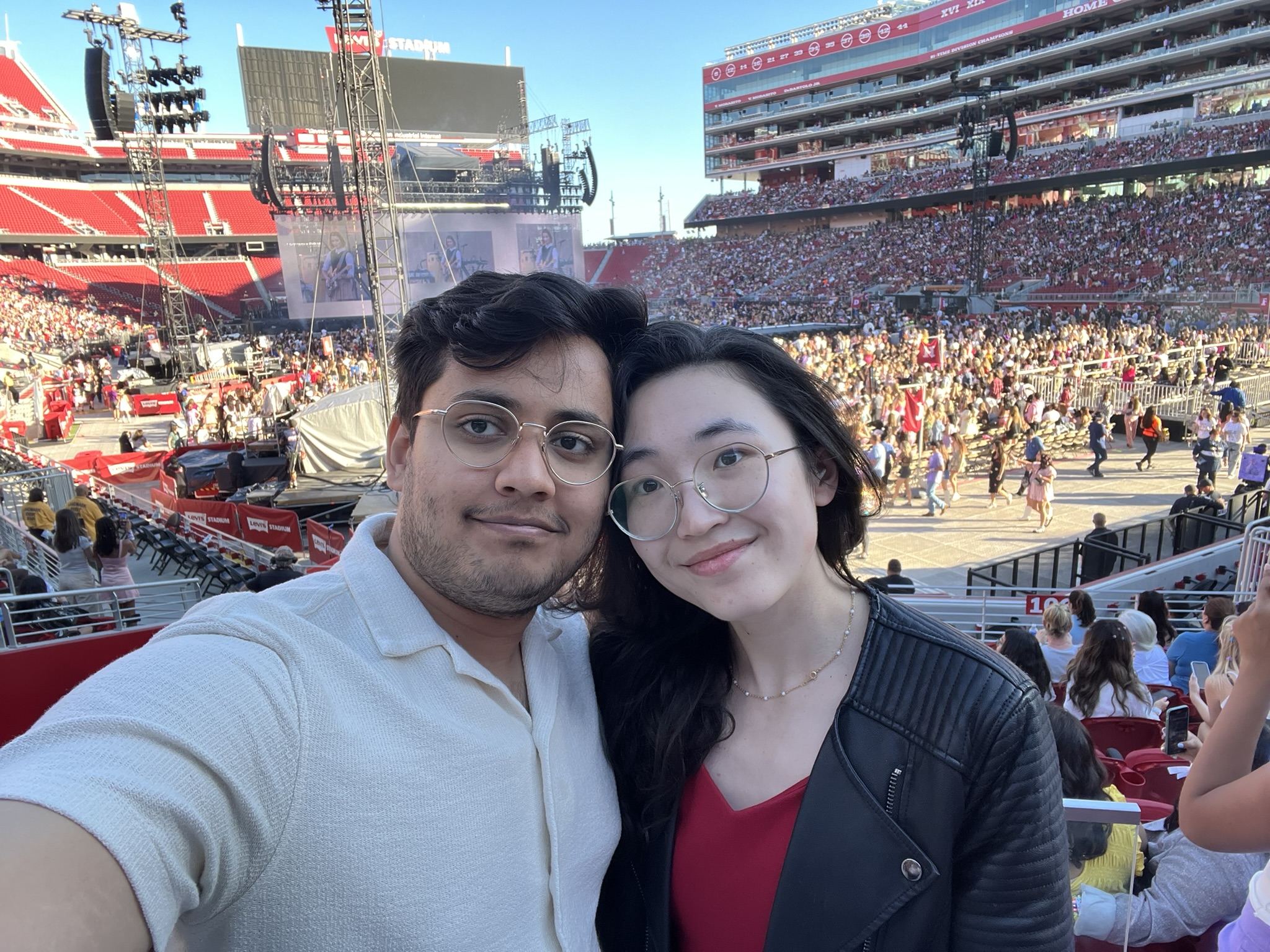 Bettina and Ajay at the Taylor Swift concert at Levi's Stadium in the San Francisco Bay Area