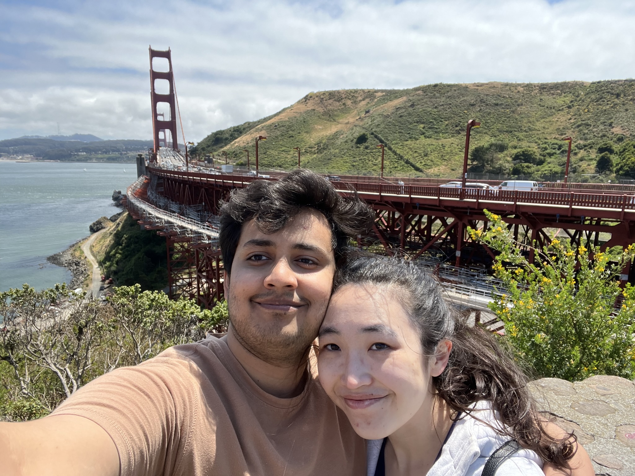 Bettina and Ajay at the Golden Gate Bridge in San Francisco